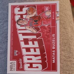 Panini NBA Hoops Matas Buzelis Red White Rookie Greetings Trading Card